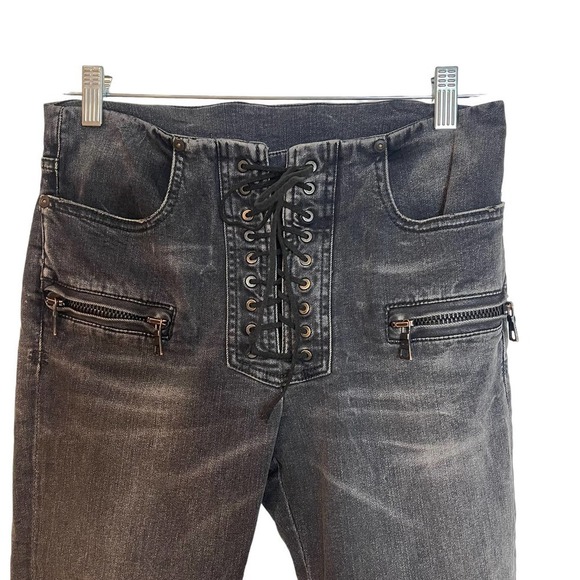 Unravel Project High Rise Lace Up Skinny Jeans in Black Women's Size 26 - Picture 5 of 13